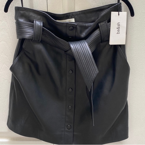 BA&SH - Size XS - 100% Leather - High-Waisted Mini Skirt - Picture 4 of 4